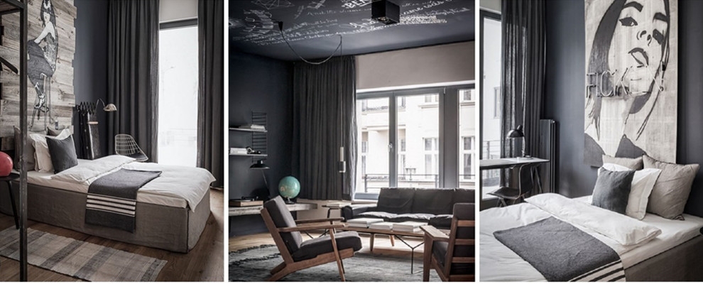 黑、白、灰與木紋/冷色調遇上自然原色混搭於住宅空間，對比張力凸顯摩登時尚，具設計感耐人尋味！